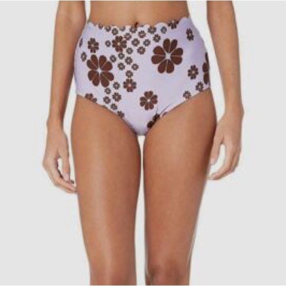 Kate Spade | Scalloped Lilac Brown Pastel Flower Bikini Swimsuit 2 Pc SET Small - Picture 3 of 11